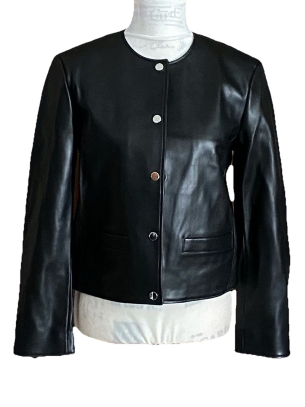 THEORY St. Crop Leather Jacket Black SZ 4 - NWT $795 - Picture 3 of 11